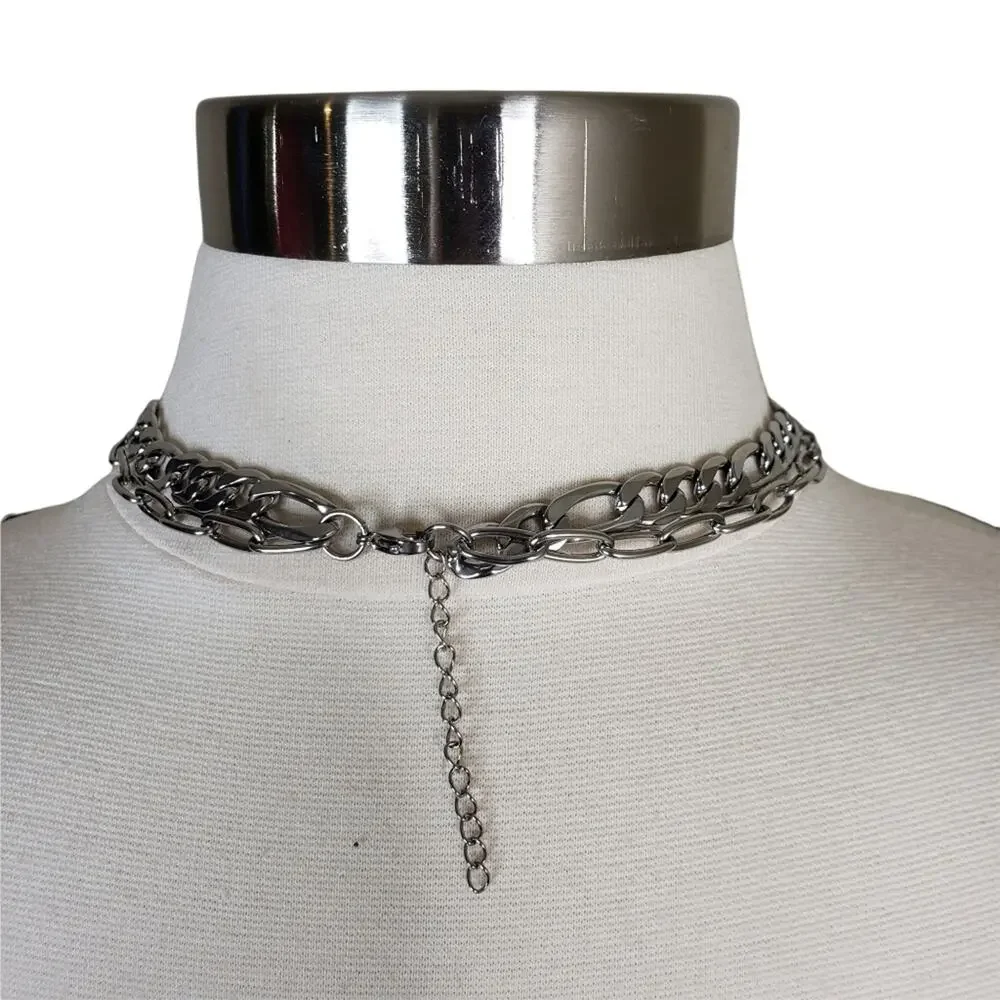 ADORNIA Mixed Chain Feather Lariat Layered Necklace NEW